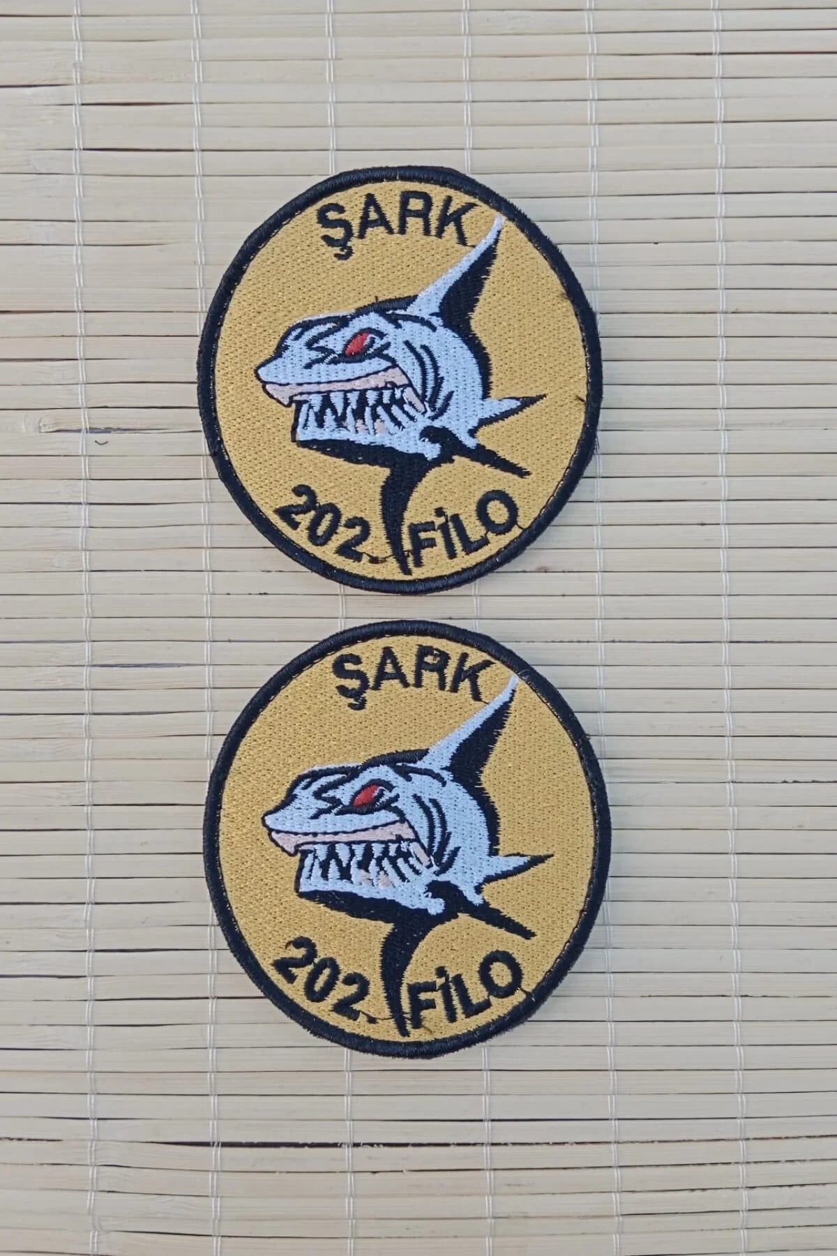 Sari Zemin Nakis İslemeli Sark 202. Filo Arma Pec Patch