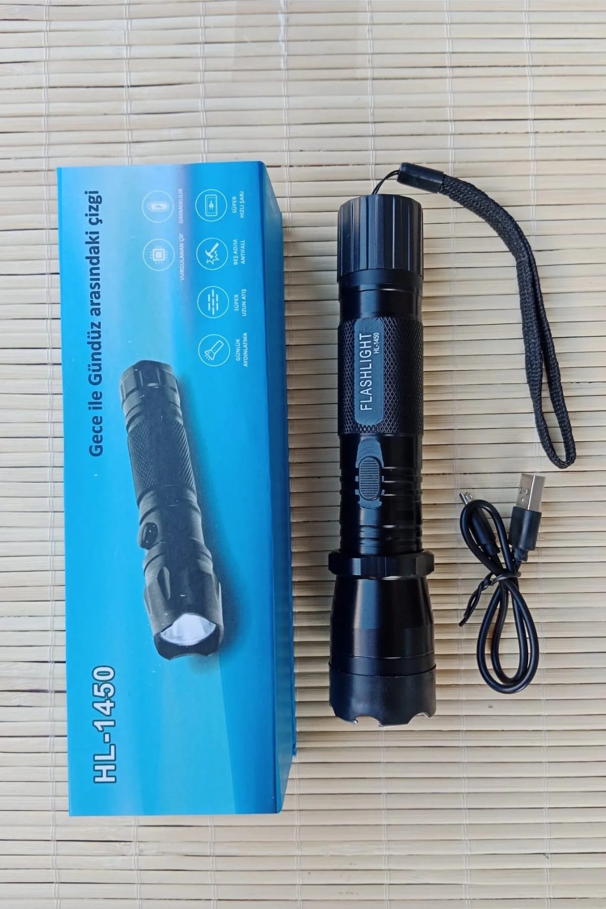Sarjli Elektrosoklu 220v El Feneri Hl 1450 Light Flashlight Plus Sok Cihazi