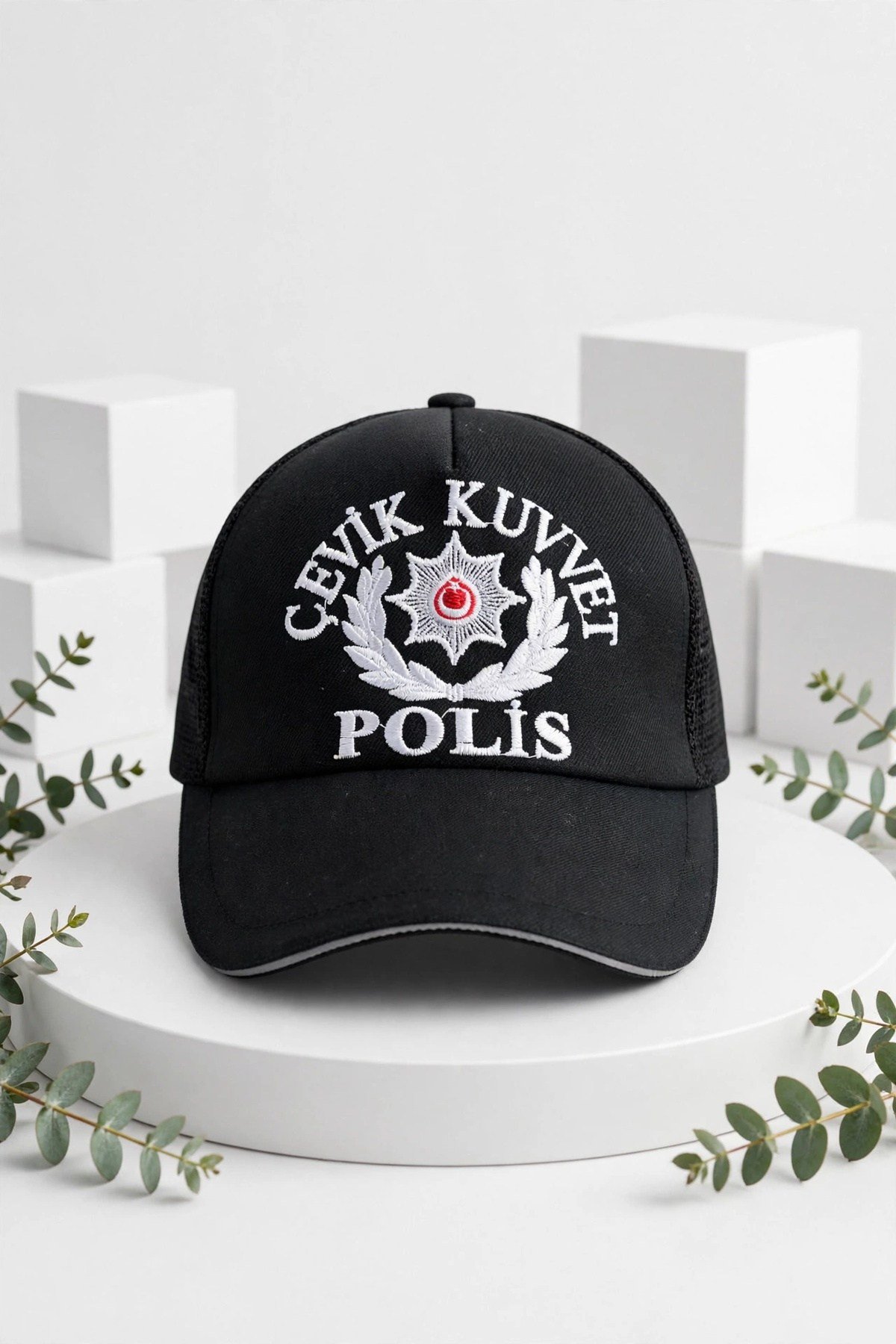 Siyah Renkli Yazlik Fileli Cevik Kuvvet Polis Amir Sapka Kep