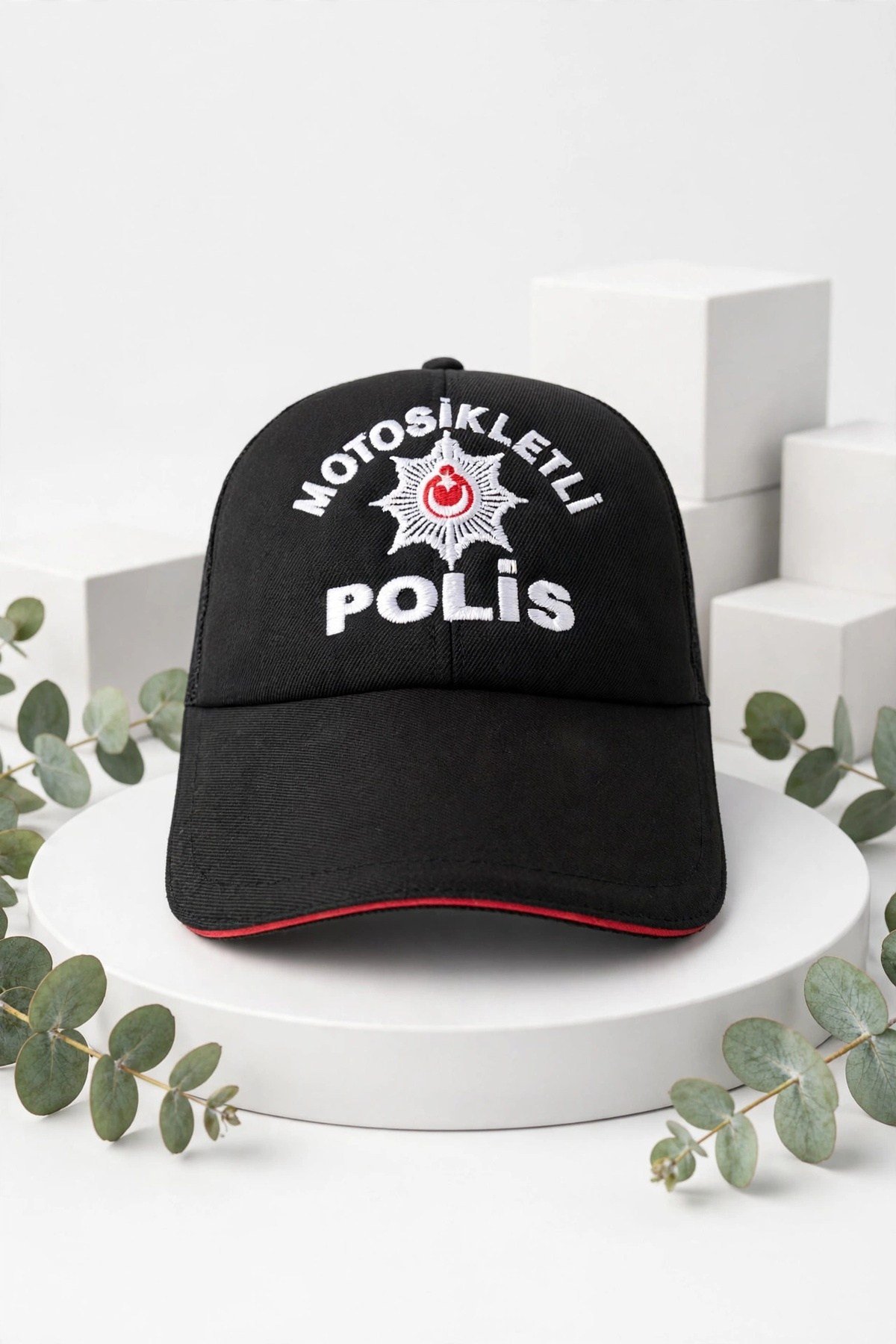 Siyah Renkli Yazlik Fileli Motosikletli Polis Sapka Kep
