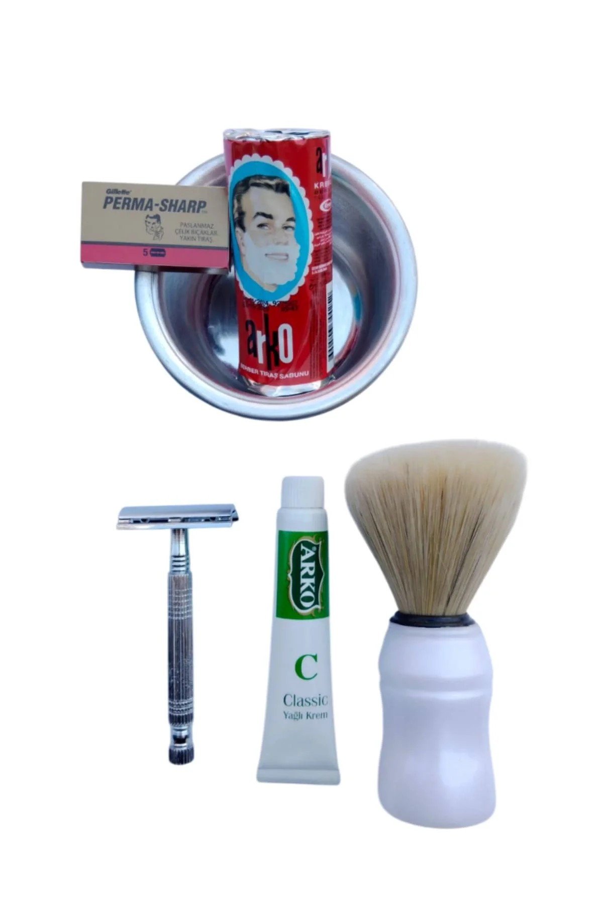Tima 777 Tras Makinasi Arko Berber Tras Sabunu Perma Sharp Yaprak Jilet Tras Fircasi Metal Tras Tasi Arko Nem Klasik Cilt Besleyici Yagli Krem 20 Cc Tras Seti
