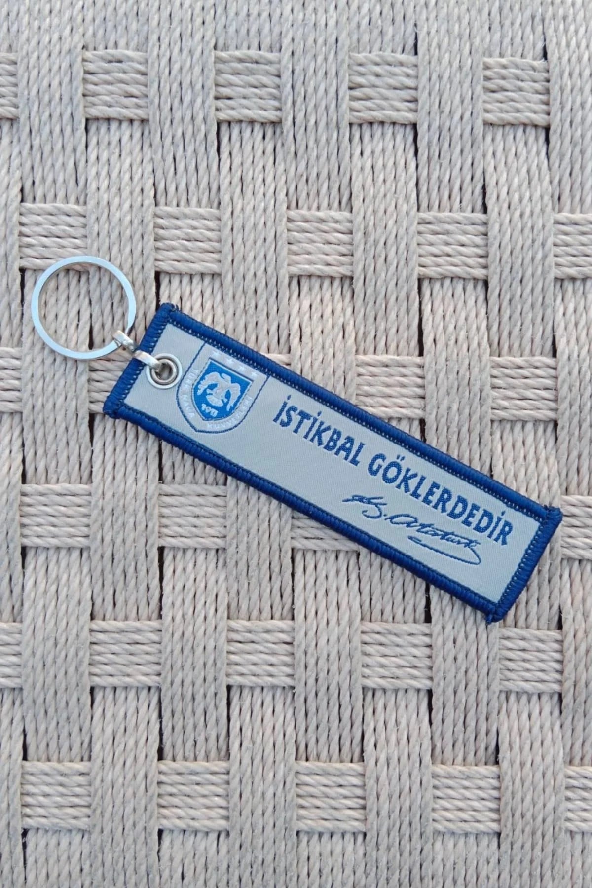 Turkish Air Force İstikbal Goklerdedir Yazili Nakis İslemeli Bez Anahtarlik