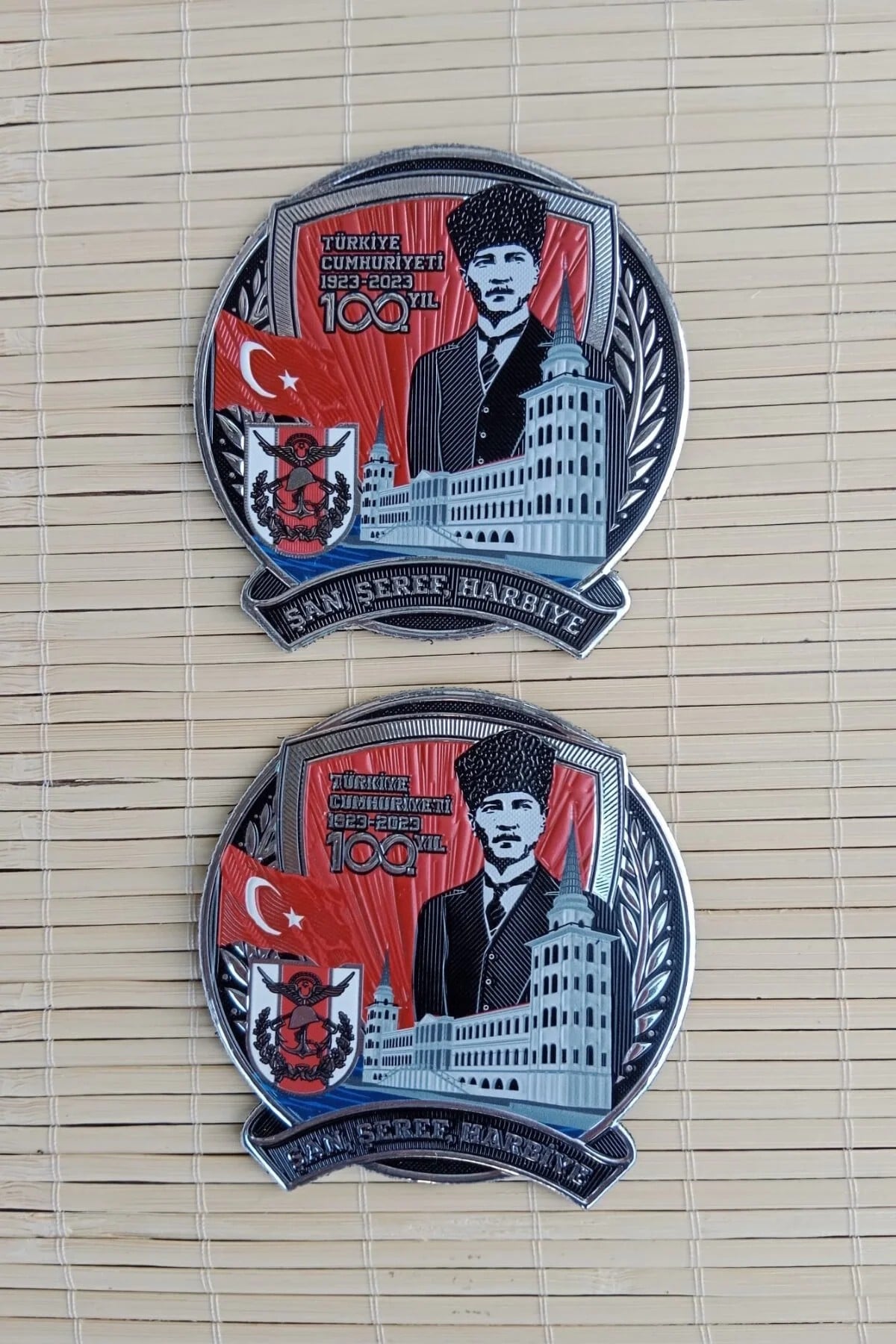 Turkiye Cumhuriyeti 1923 2023 100. Yil San Seref Harbiye Yazili 3d Tpu Termoplastik Silikon Kabartma Nakis İslemeli Arma Patch Pec