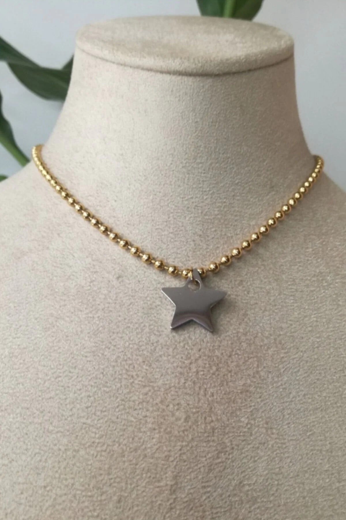 Yildiz Tasarim Kalin Gold Top Zincirli Altin Renkli Kaliteli Paslanmaz Celik Kolye Stainless Stell