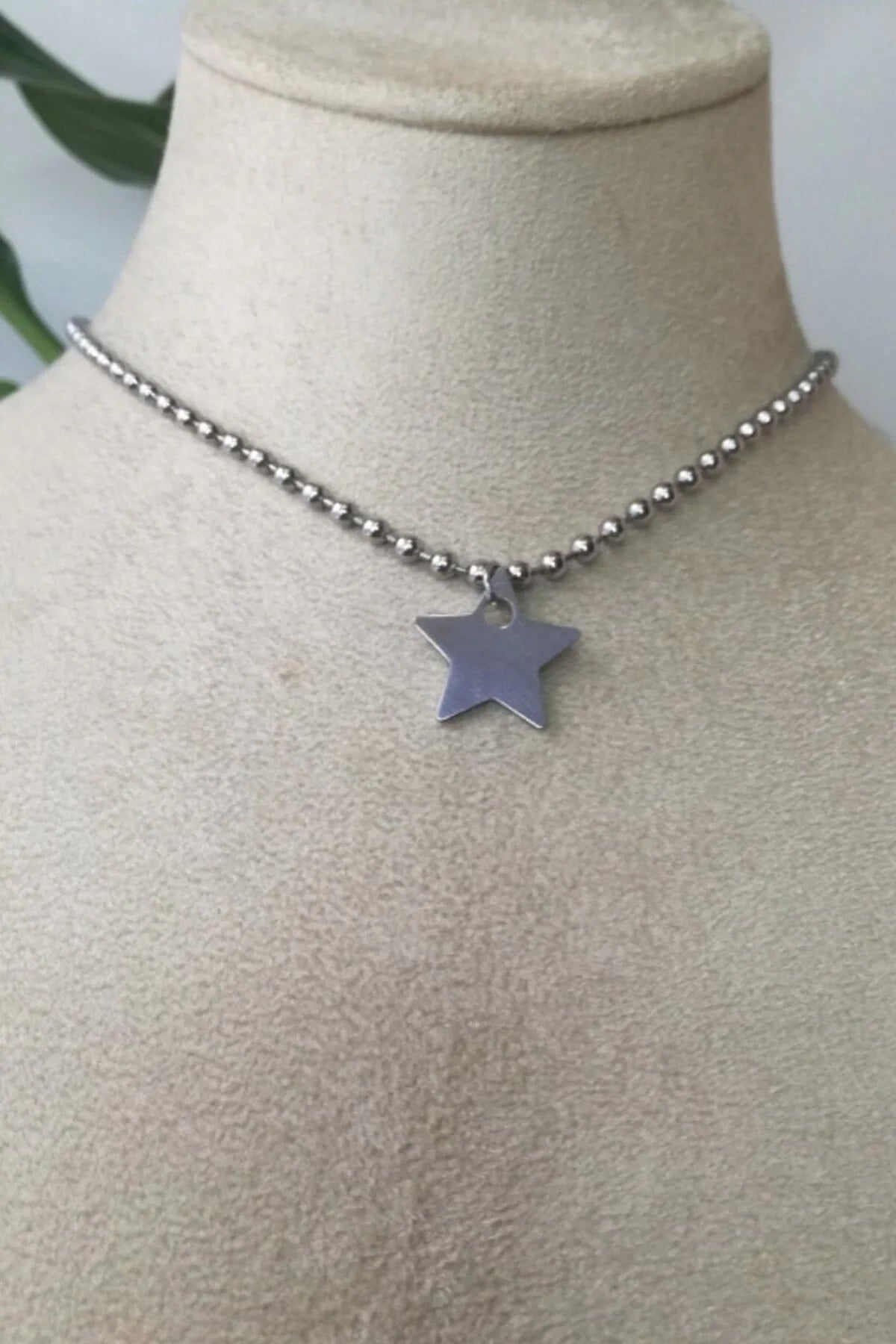 Yildiz Tasarim Kalin Silver Top Zincirli Gumus Renkli Kaliteli Paslanmaz Celik Kolye Stainless Stell