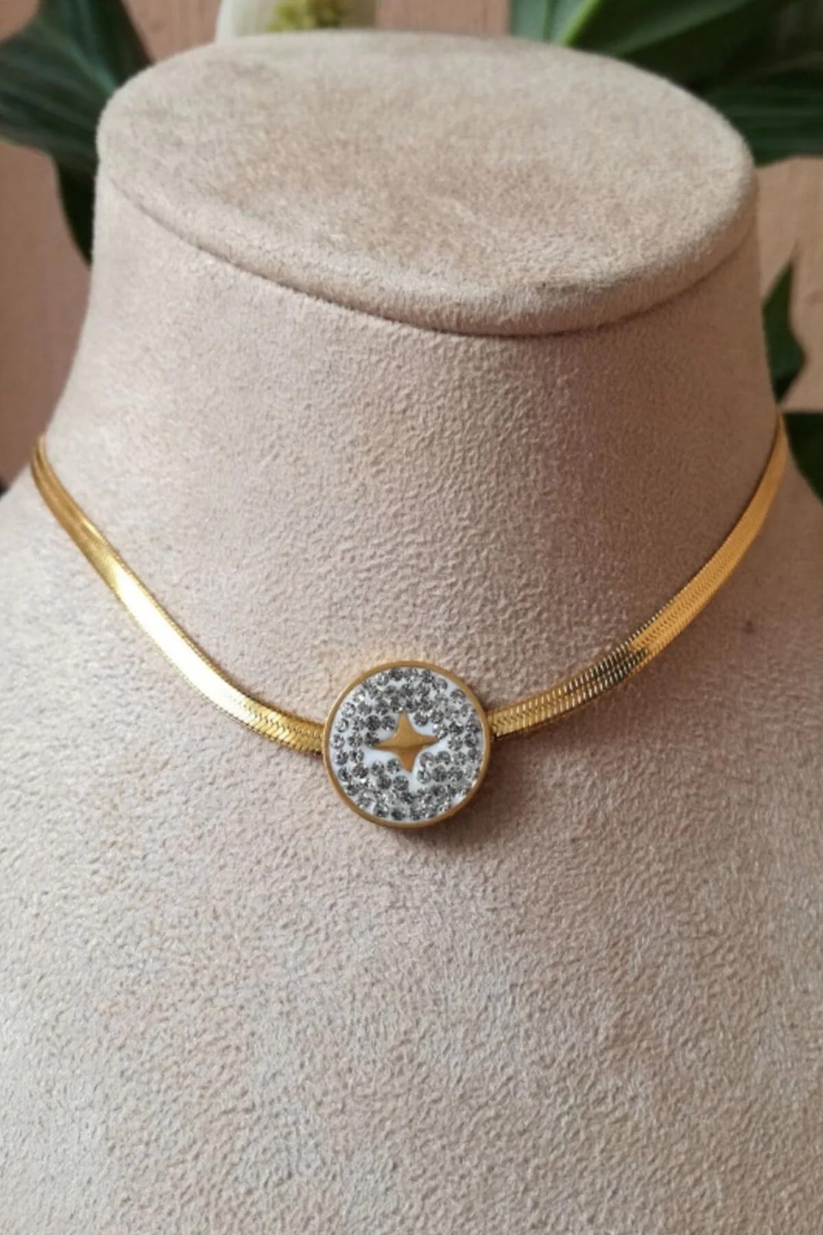 Yuvarlak Tasarim İnce Gold İtalyan Zincirli Altin Renkli Zirkon Tasli Kaliteli Paslanmaz Celik Kolye Stainless Stell