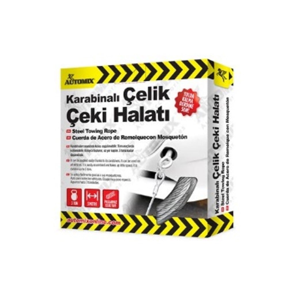Automix Karabinalı Çelik Çeki Halatı 3 Ton-43728