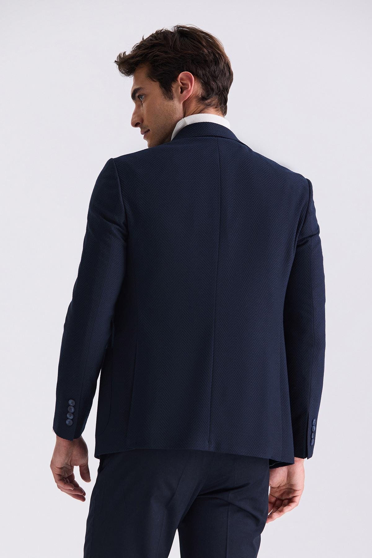 Dar Kalıp - Slim Fit Serili Ceket-Jakamen  Mono Yaka  Serili• CeketJakamen
