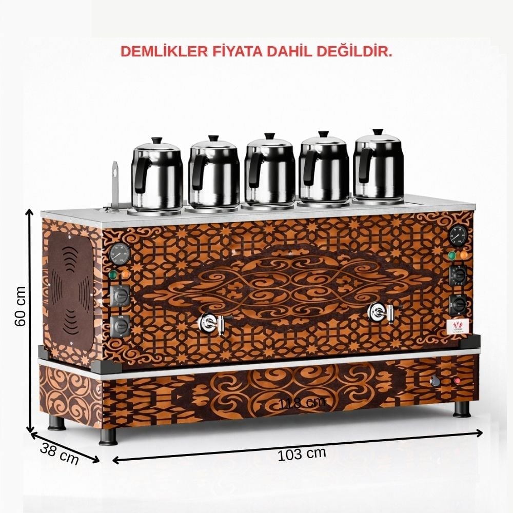 ankaAnka Doğalgazlı Bakır Pro Compact Hibrit Smart 5 Demlikli 50 Litre Çay MakinesiAPKO5-G-S