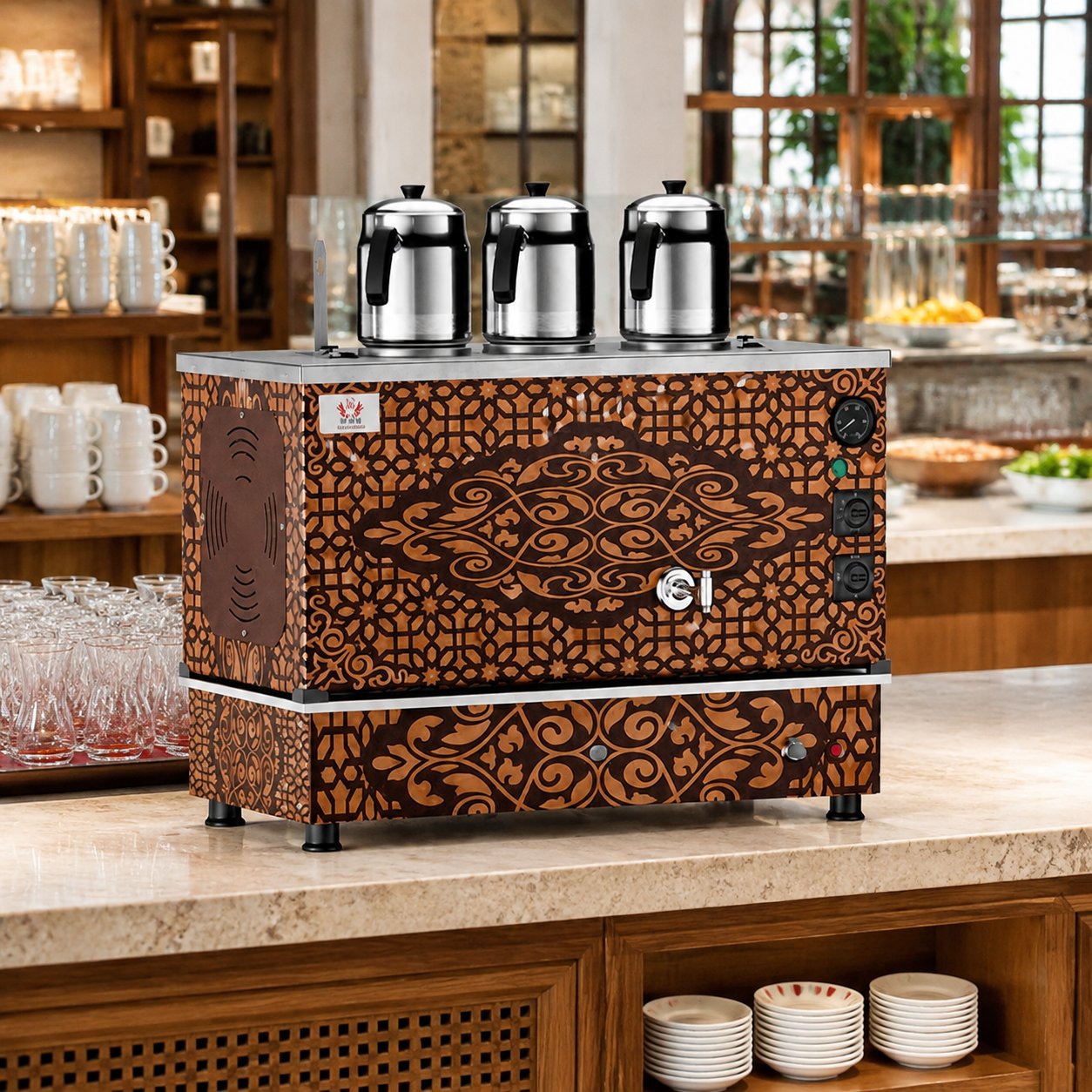 ankaAnka Doğalgazlı Bakır Pro Compact Hibrit Smart 3 Demlikli 30 Litre Çay MakinesiAPKO3-G-S