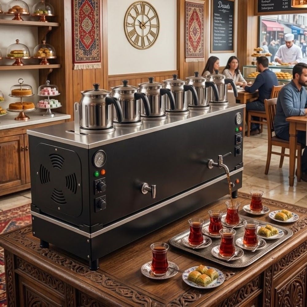 ankaAnka Doğalgazlı Pro Compact Hibrit Smart 6 Demlikli 60 Litre Çay MakinesiBPKO6-G-S