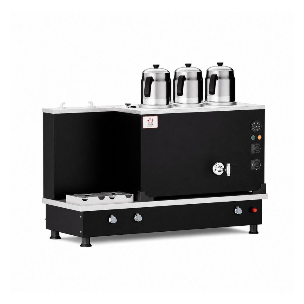 Işıkgaz SilverinoxAnka Doğalgazlı Statik Turbo 3 Demlik 30 Litre Çay Makinesi 220VSTF03