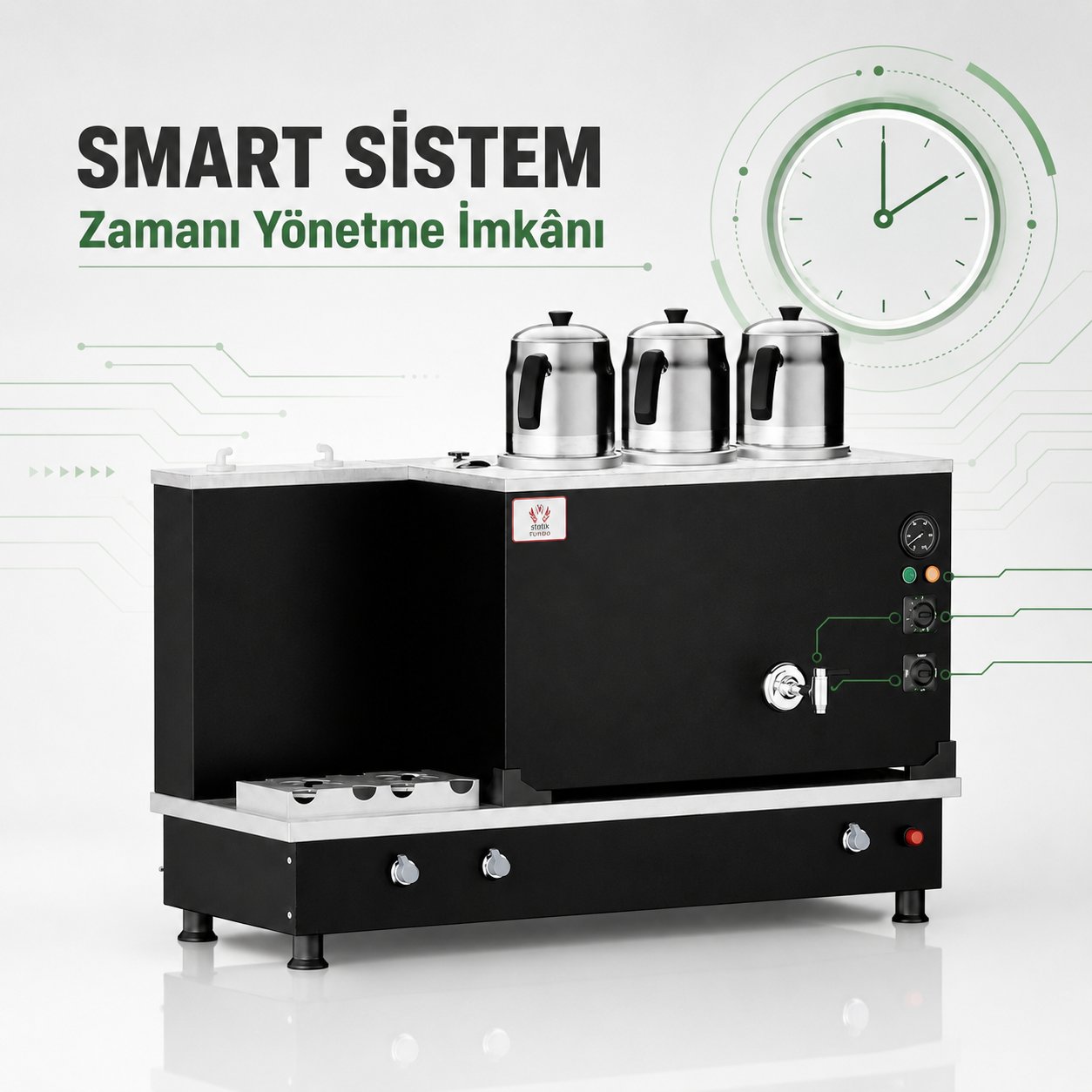 ankaAnka Doğalgazlı Statik Turbo Hibrit Smart 3 Demlik 30 Litre Çay MakinesiSTF03-S
