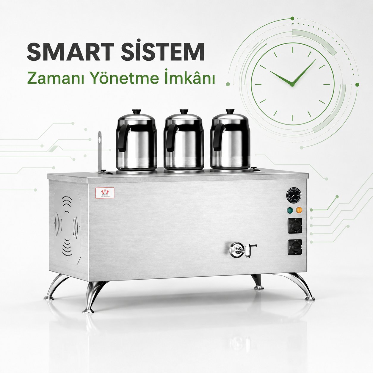 ankaAnka Elektrikli İnox Pro Compact Smart 3 Demlik 30 Litre Çay Makinesi 220VIPE3-S