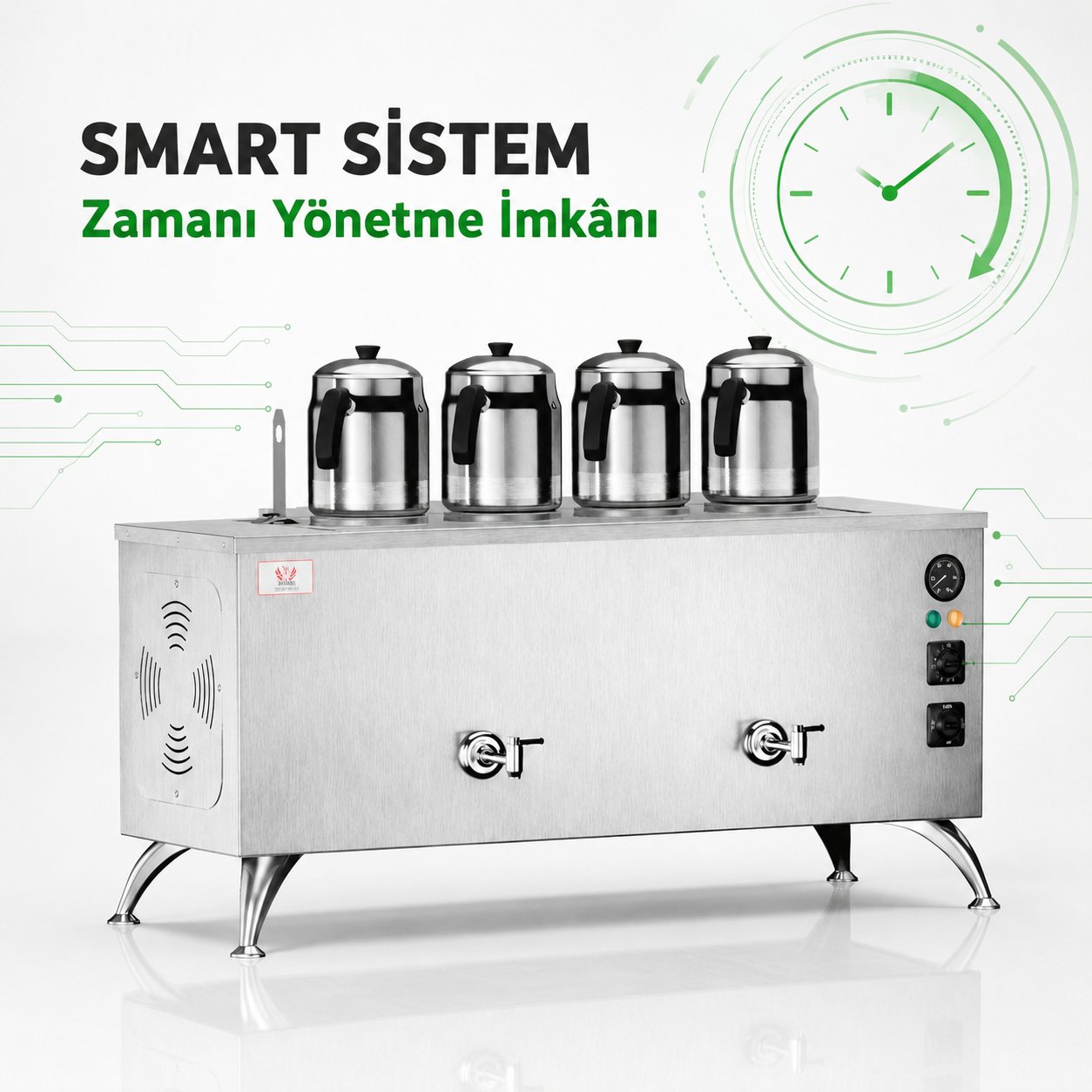 ankaAnka Elektrikli İnox Pro Compact Smart 4 Demlik 40 Litre Çay Makinesi 220VIPE4-S