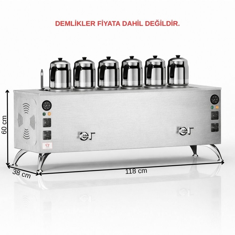 ankaAnka Pro Elektrikli Inoks Full Otomatik Çay Kazanı 6 Demlikli 60 Litre PaslanmazIPE6
