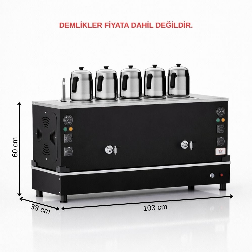 ankaAnka Pro Kompakt Full Otomatik Çay Makinası 5 Demlikli 50 Litre Siyah Elektrikli DoğalgazlıBPKO5-G