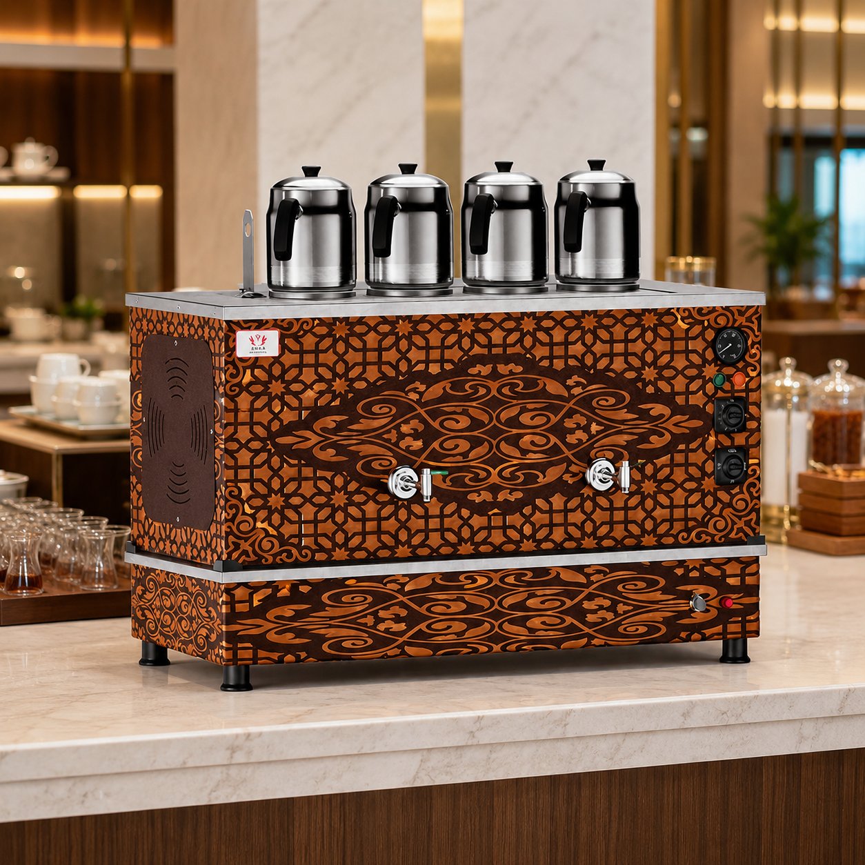 ankaAnka Tüplü Bakır Pro Compact Hibrit Smart 4 Demlikli 40 Litre Çay MakinesiAPKO4-S