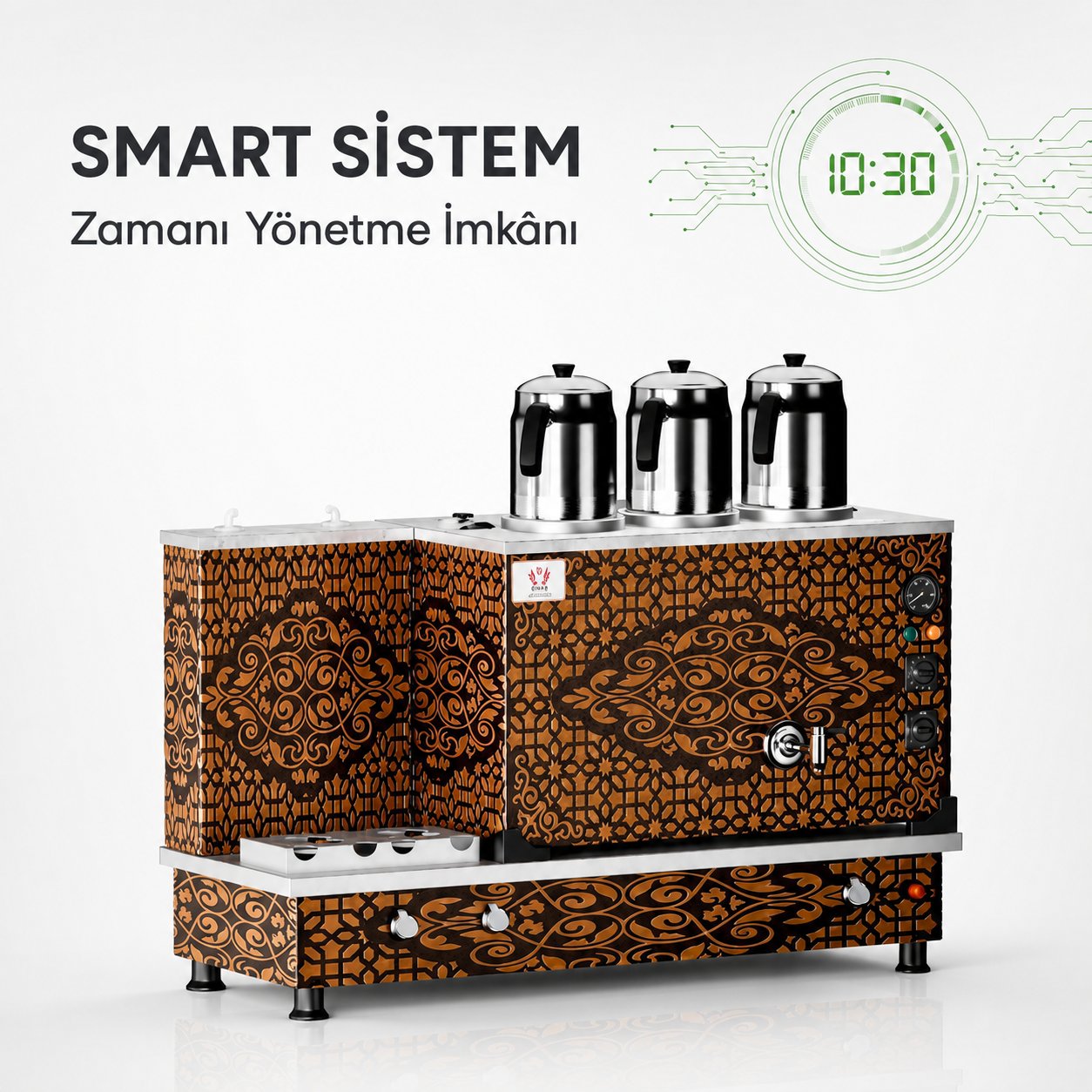 ankaAnka Tüplü Bakır Turbo Smart Hibrit 3 Demlik 30 Litre Çay MakinesiBTF3-S