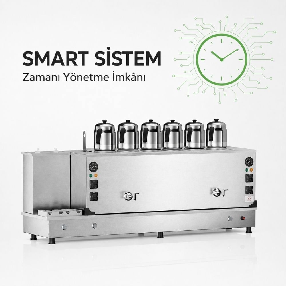 ankaAnka Tüplü İnox Turbo Smart Hibrit 6 Demlikli 60 Litre Çay MakinesiITF06-G-S