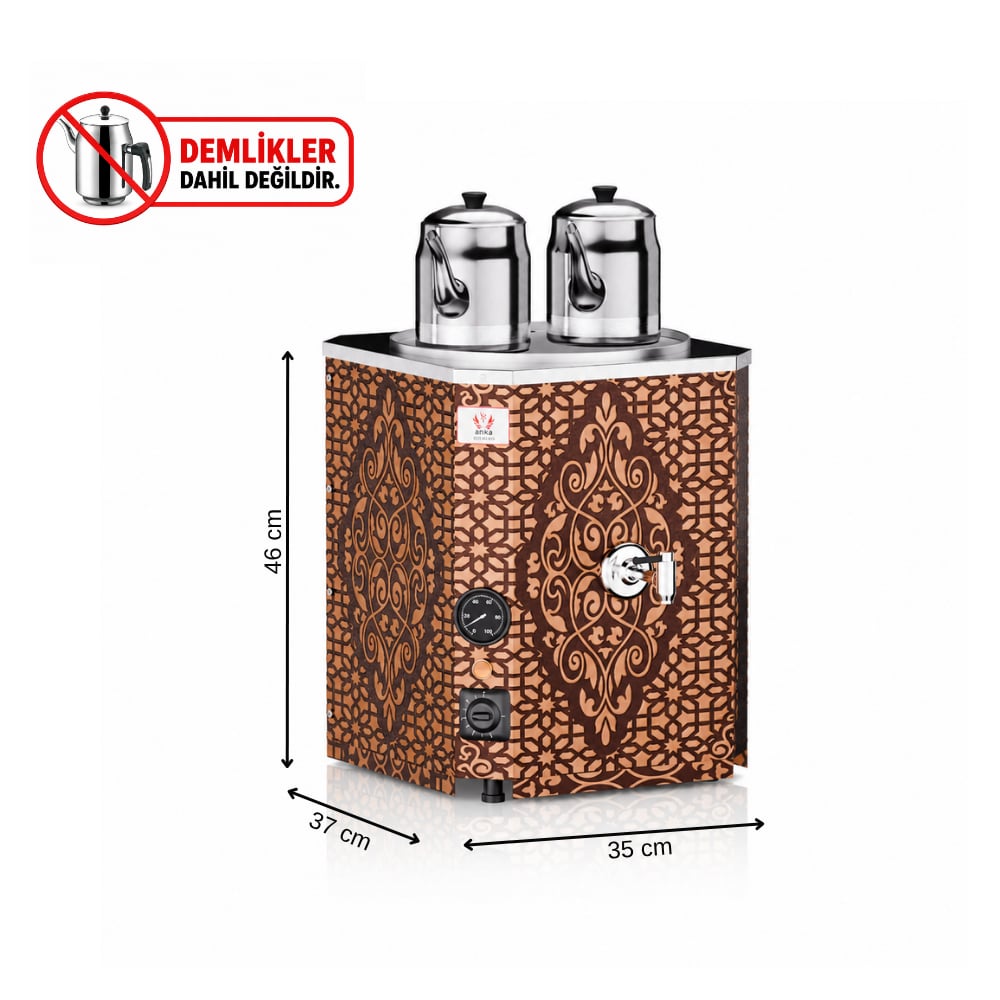 ankaAnka Yeni Nesil Çay Makinesi 2 Demlikli 25 Litre BakırBYNC2
