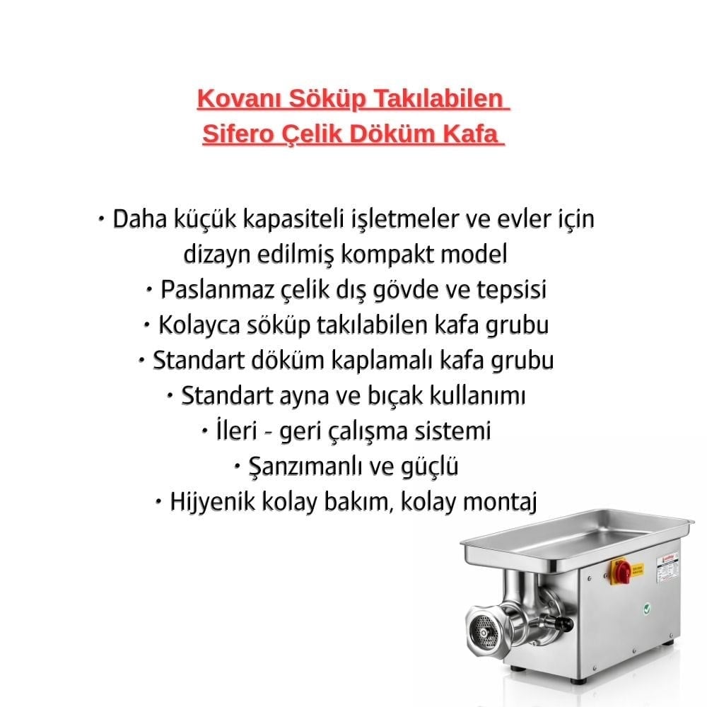 Çağdaş MakinaÇağdaş  12 No 12 Lik Ev Tipi Et Kıyma Makinesi 220 Volt SPMC-184121SPMC-184121