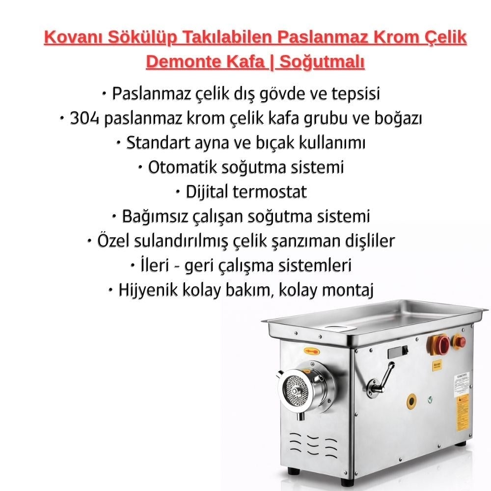 Çağdaş MakinaÇağdaş 32 No 32 Lik Sök Tak Kafa Soğutuculu Et Kıyma Makinesi 220VSPMR-229321