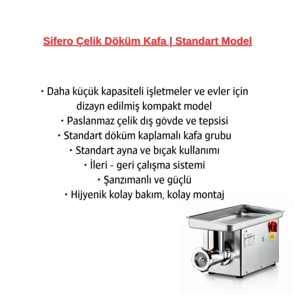 Çağdaş MakinaÇağdaş No 12 Sifero Çelik Ev Tipi Kıyma Makinesi 220VSPM-182121
