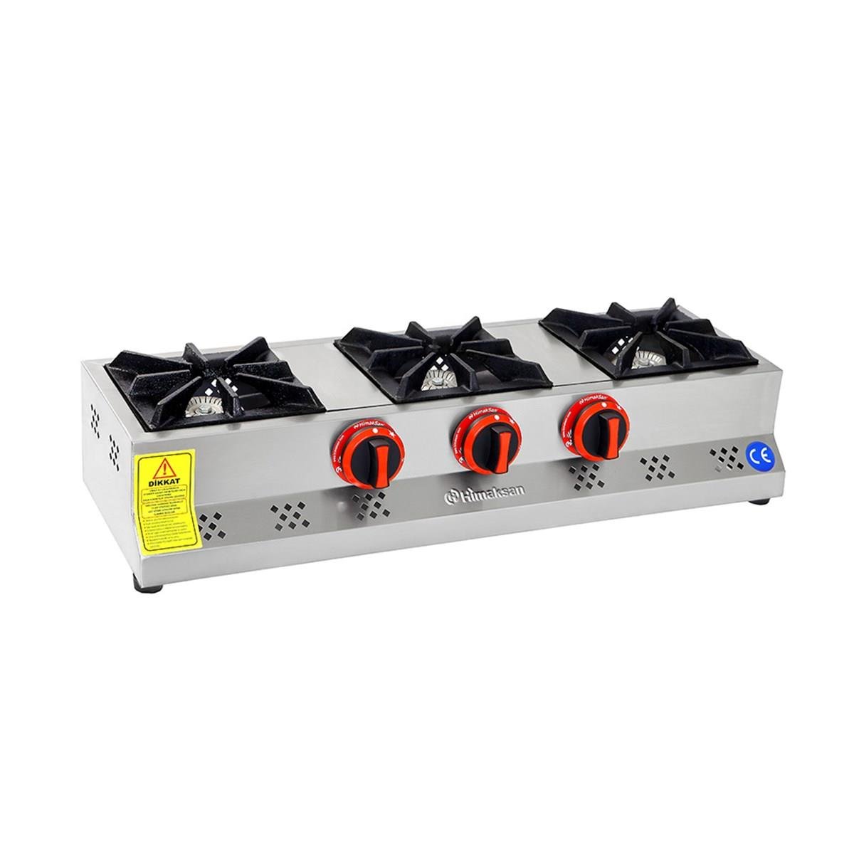 Himaksan Endüstriyel Lpg Tüplü Set Üstü Mini Üçlü 3 Gözlü Ocak