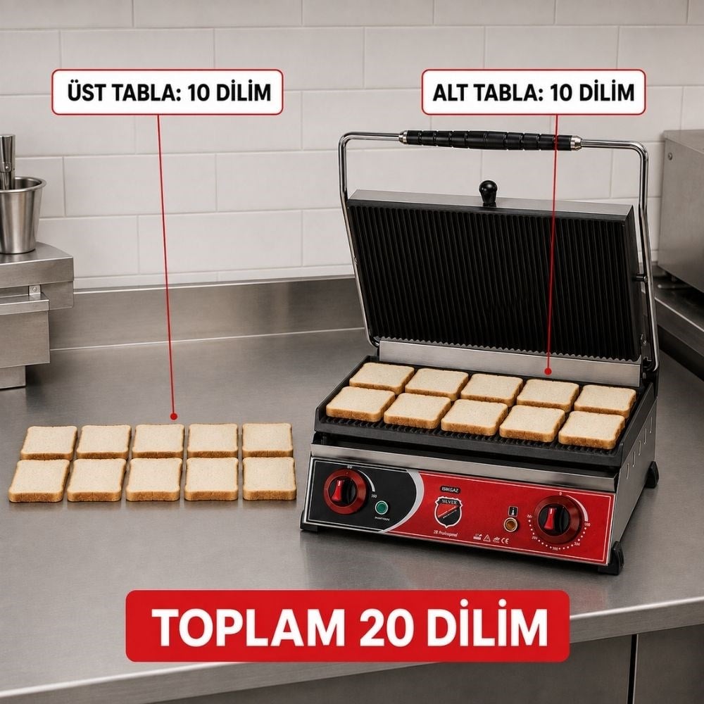 Işıkgaz SilverinoxIşıkgaz Silver Elektrikli Döküm 20 Dilim Tost MakinesiSLVR-2131