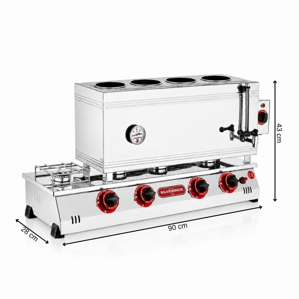 Işıkgaz SilverinoxIşıkgaz Silver Lpg Tüp + Elektrikli 60 Litre 4 Demlikli Çay KazanıSLVR-2102-D-G