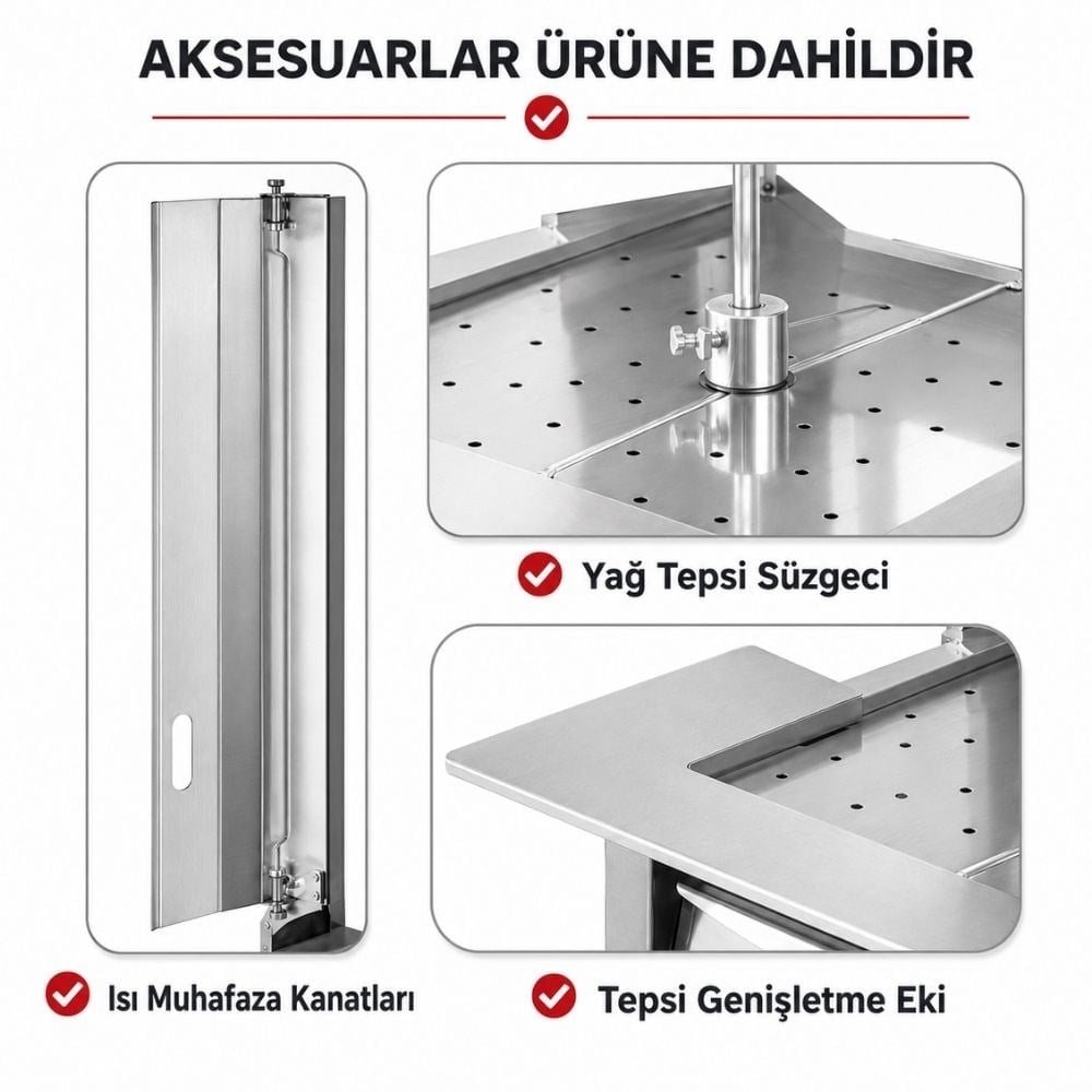 Işıkgaz SilverinoxIşıkgaz Silver Tüplü 4 Radyanlı Alttan Motorlu Döner OcağıSLVR-2166-A4-G