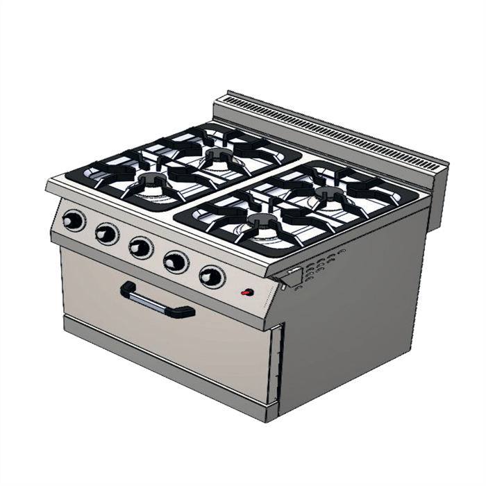 Karacasan Endüstriyel 80 cm 700 Seri Set Üstü 4+1 Fırın LPG Tüplü Kuzine