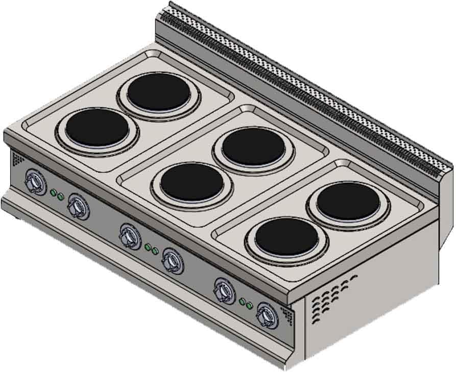 Karacasan Endüstriyel 900 Seri Set Üstü 120 cm 6 Gözlü Elektrikli Ocak