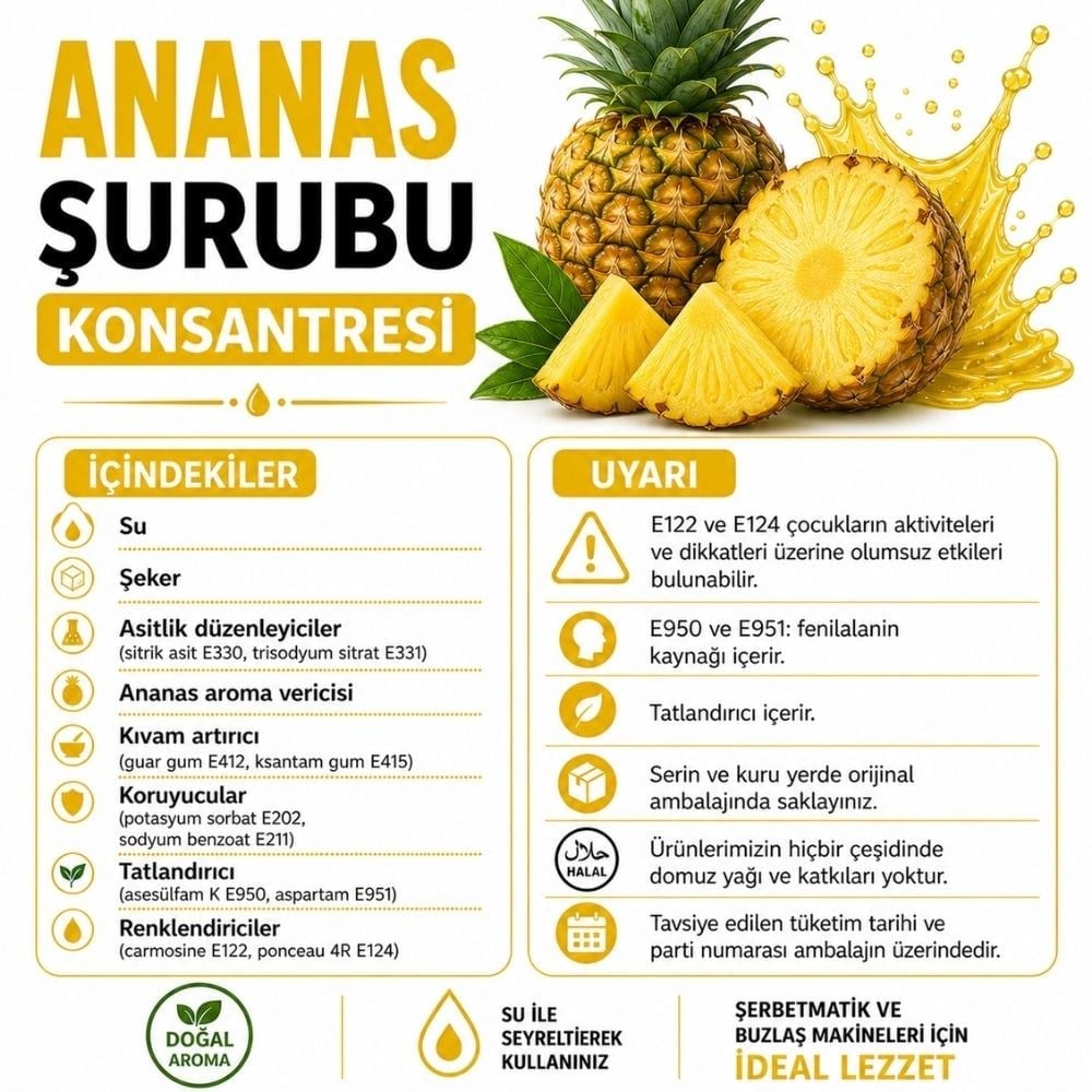 ORİORİ Ananas Aromalı Şerbet ve Buzlaş Konsantre Şurubu152.ORİ.KON.006