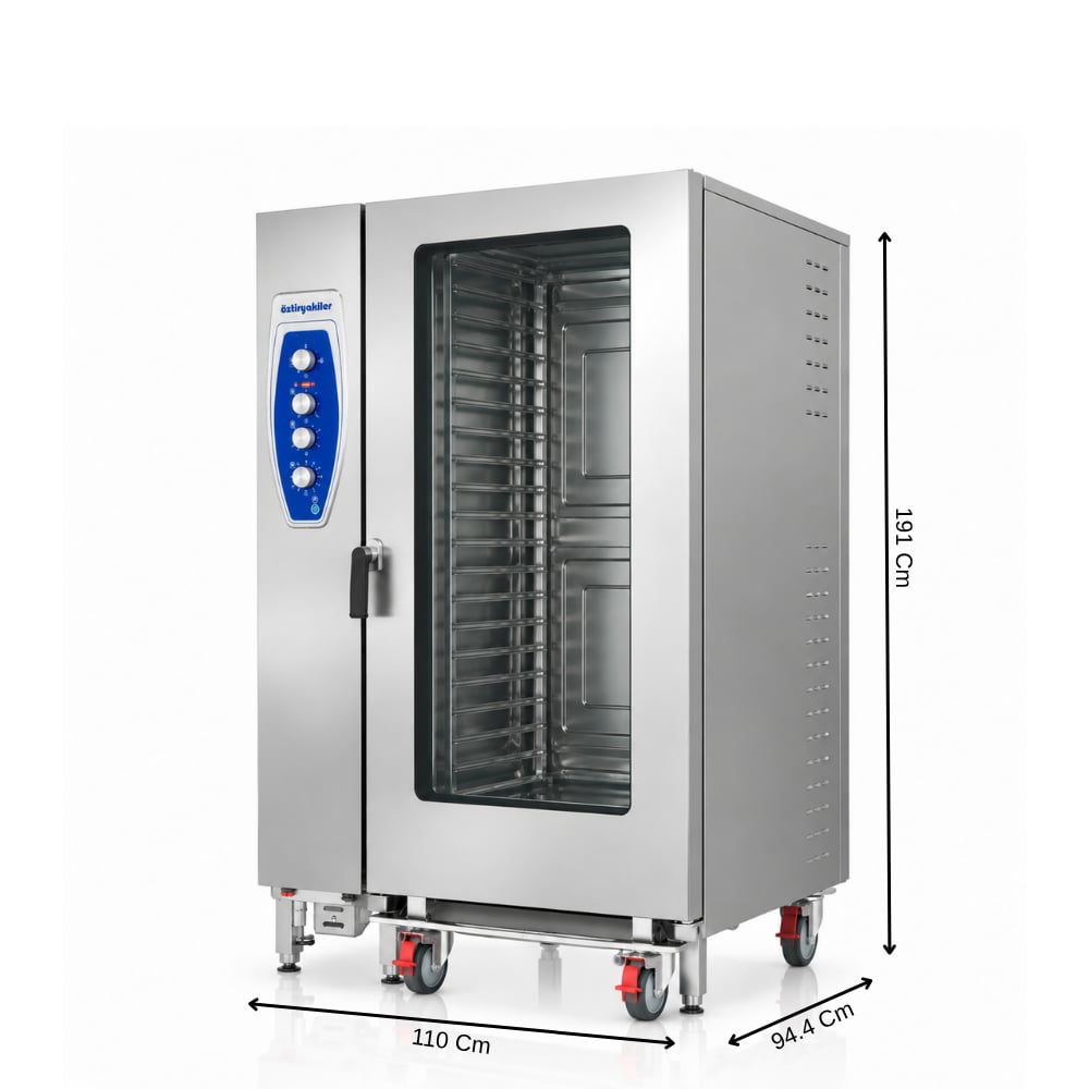 ÖztiryakilerÖztiryakiler Elektrikli Konveksiyonlu Fırın GN 2/1 - 20 Tepsi Kit Arabalı 380V7890.20G21.01TK