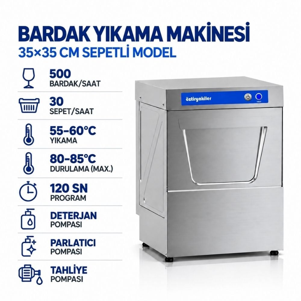 ÖztiryakilerÖztiryakiler OBY 35M PDT Bardak Yıkama Makinesi - Parlatıcı Deterjan Tahliye Pompalı073M.11010.AD