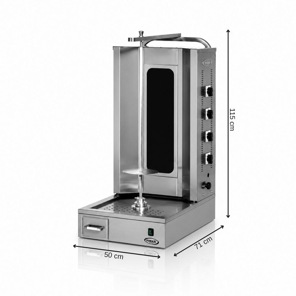 PimakPimak Elektrikli Alt Motorlu Camlı Döner Makinesi 4 Radyanlı 50x71x115 cm  M077-4E