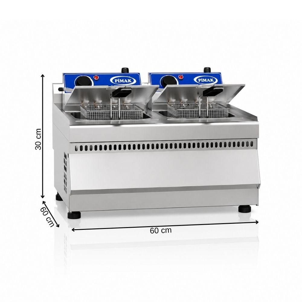 PimakPimak Elektrikli Ekonomik Model Fritöz 10 +10 LT 60 x 60 x 30 (cm)M062-1 ECO