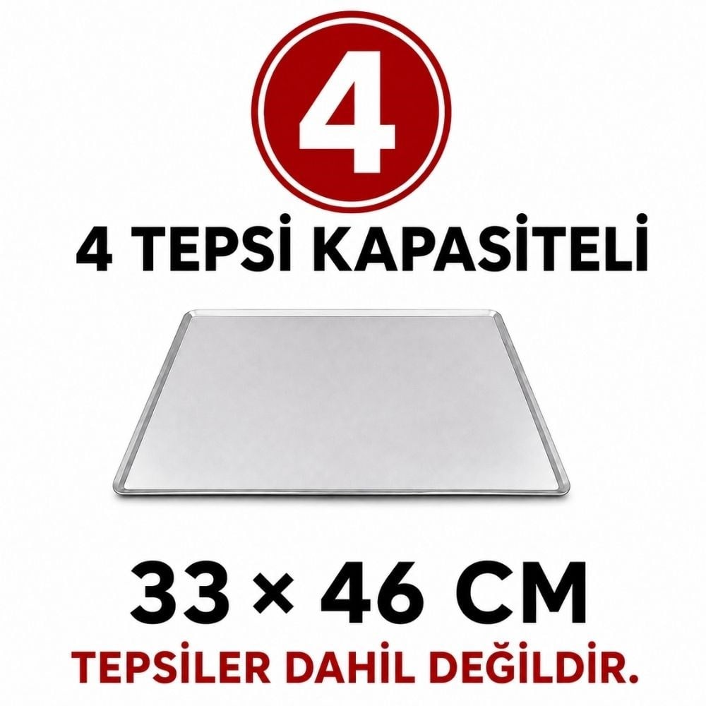 Işıkgaz SilverinoxPimak Elektrikli Patiseri Fırın 33x46 Cm - 4 Tepsi 220VPT-4K