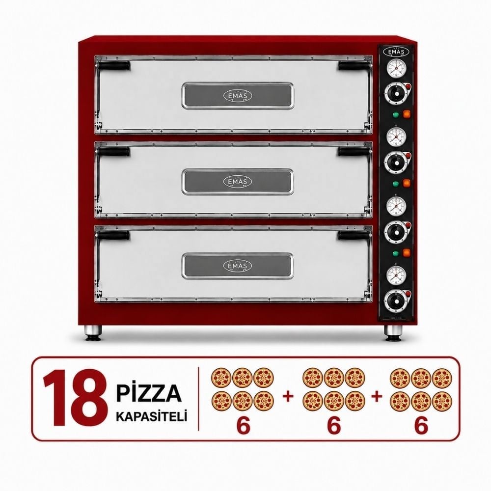 PimakPimak Elektrikli Pizza Fırını 6 + 6 +6 Adet 92 x 62 (cm) İç EbatM016-6