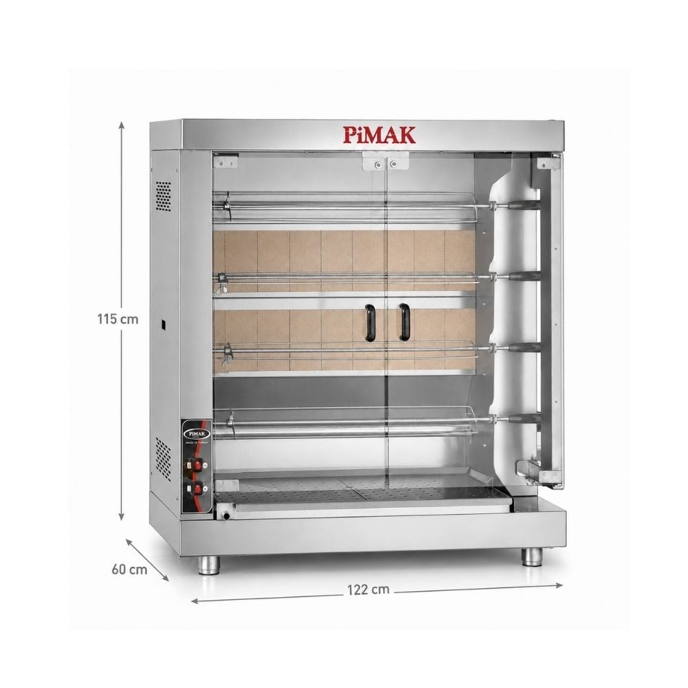 PimakPimak Kollu Setüstü Piliç Çevirme Makinesi 4 Şiş 20 Piliç DoğalgazlıPI6/M005-K