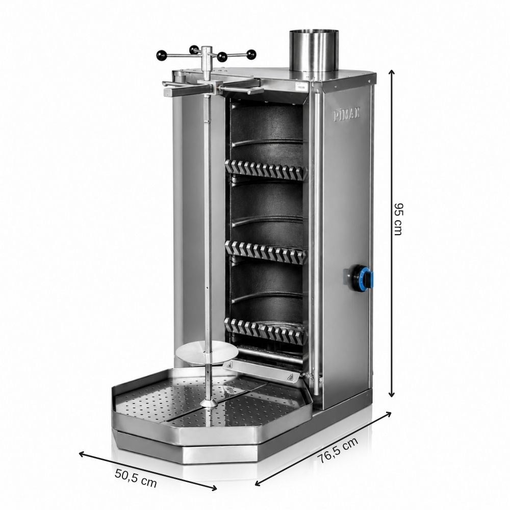 PimakPimak Kömürlü Döner Makinesi 3 Gözlü 50x76x95 cm  M077-K3