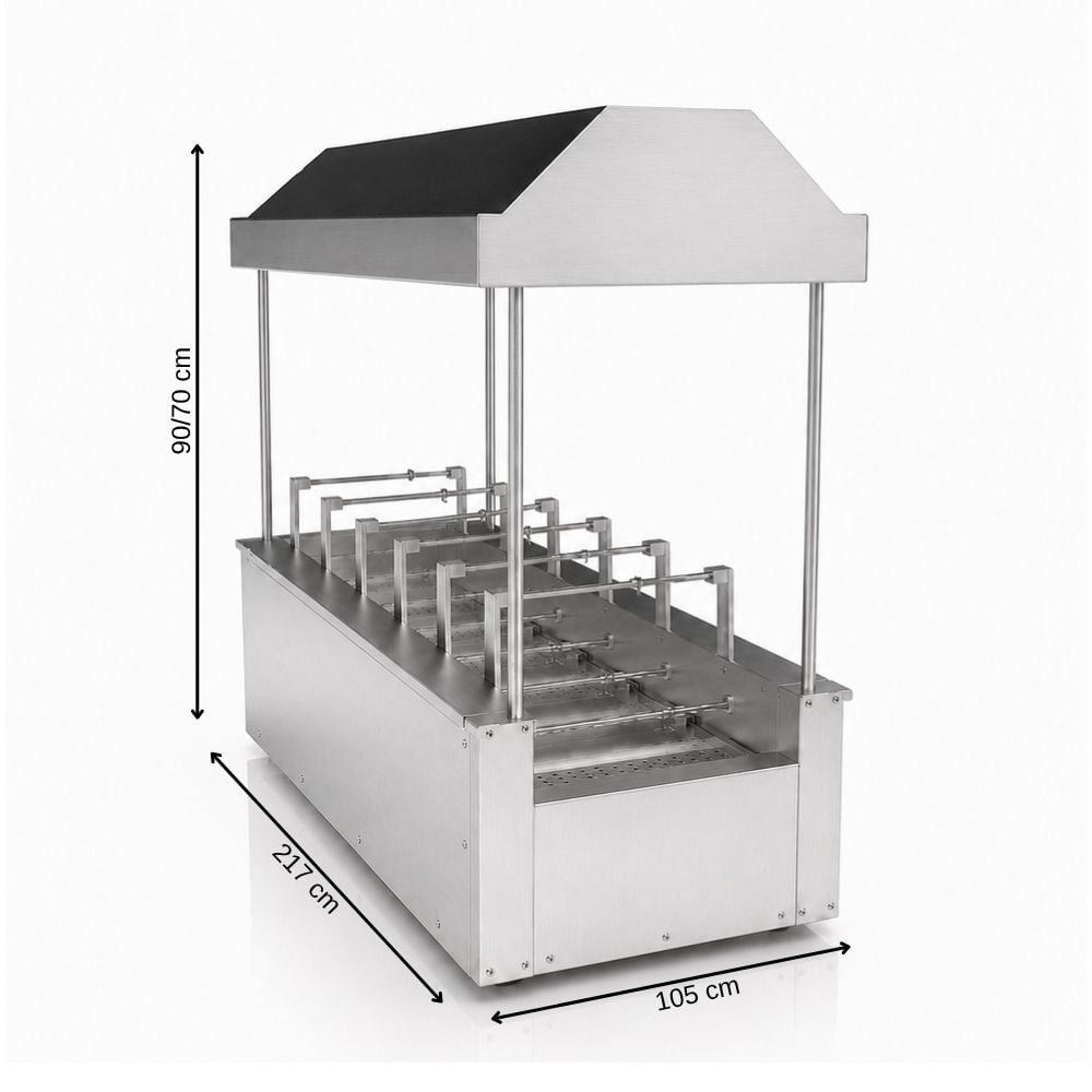 PimakPimak Kömürlü Yatay Tip Piliç Makinesi 6+6 Şiş 30 + 30 PiliçKM012-6