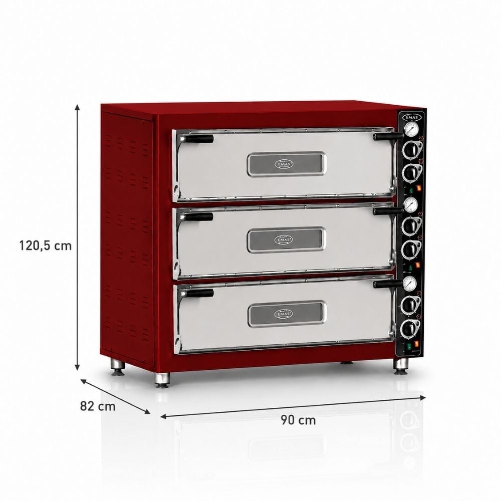 PimakPimak Pizza Fırını 3 Katlı Doğalgazlı 4 + 4 + 4 Adet 62 x 62 (cm) iç ebatM016-4