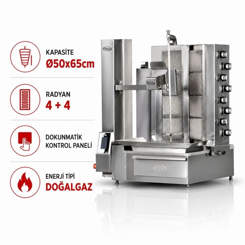 PimakPimak Robot Döner Makinaları 4 + 4 Radyanlı DoğalgazlıPDR120-G