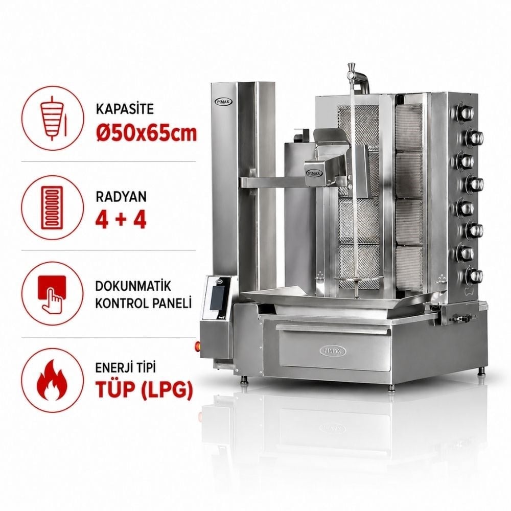 PimakPimak Robot Döner Makinaları 4+4 Radyanlı TüplüPDR120-G-G