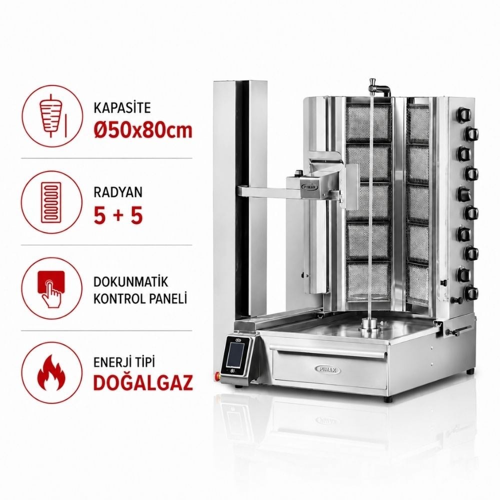 PimakPimak Robot Döner Makinaları 5 + 5 Radyanlı DoğalgazlıPDR150-G