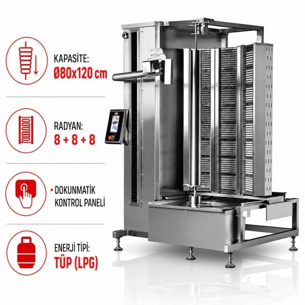 PimakPimak Robot Döner Makinaları 8+8+8 Radyanlı TüplüPDR500-G-G