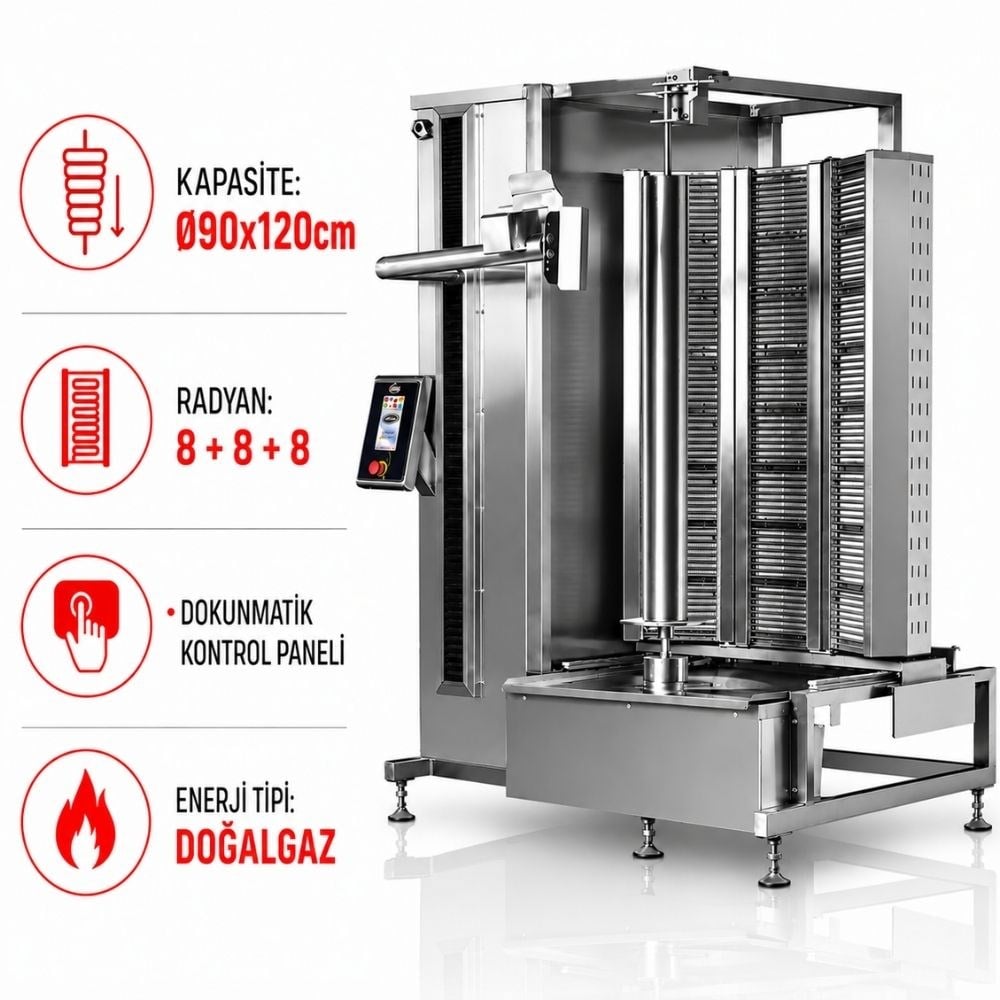 PimakPimak Robot Döner Makinaları 8+8+8 Radyanlı Doğalgazlı 540 KgPDR650-G